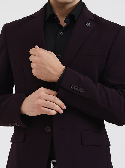 Wine Solid Regular Fit Blazer | Wyre