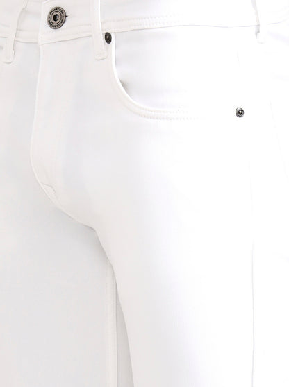 White Solid Narrow Fit Jeans | Greenfibre
