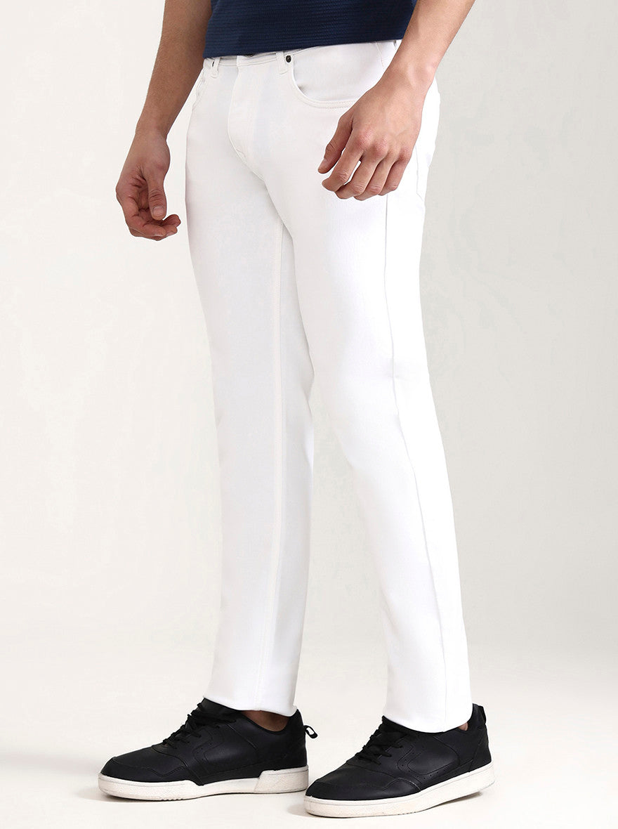 White Solid Narrow Fit Jeans | Greenfibre
