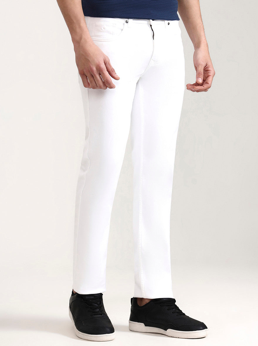 White Solid Narrow Fit Jeans | Greenfibre