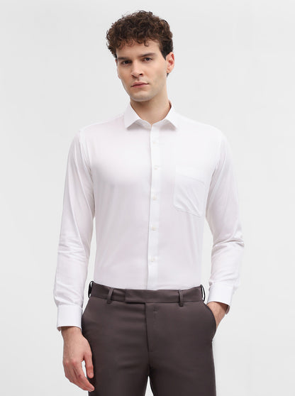 White Solid Slim Fit Formal Shirt | Greenfibre