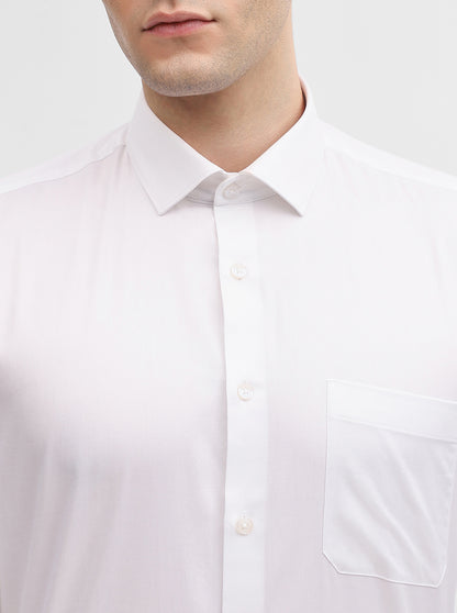 White Solid Slim Fit Formal Shirt | Greenfibre