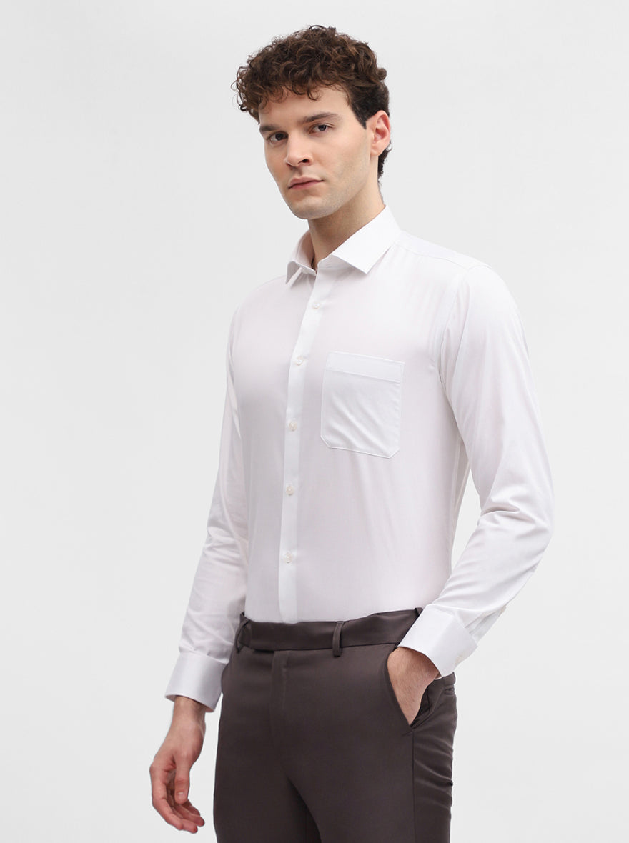 White Solid Slim Fit Formal Shirt | Greenfibre
