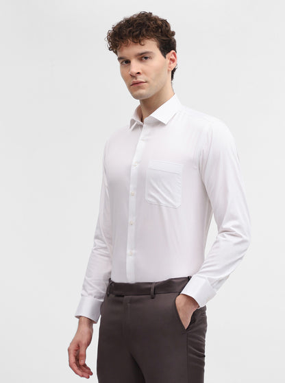 White Solid Slim Fit Formal Shirt | Greenfibre