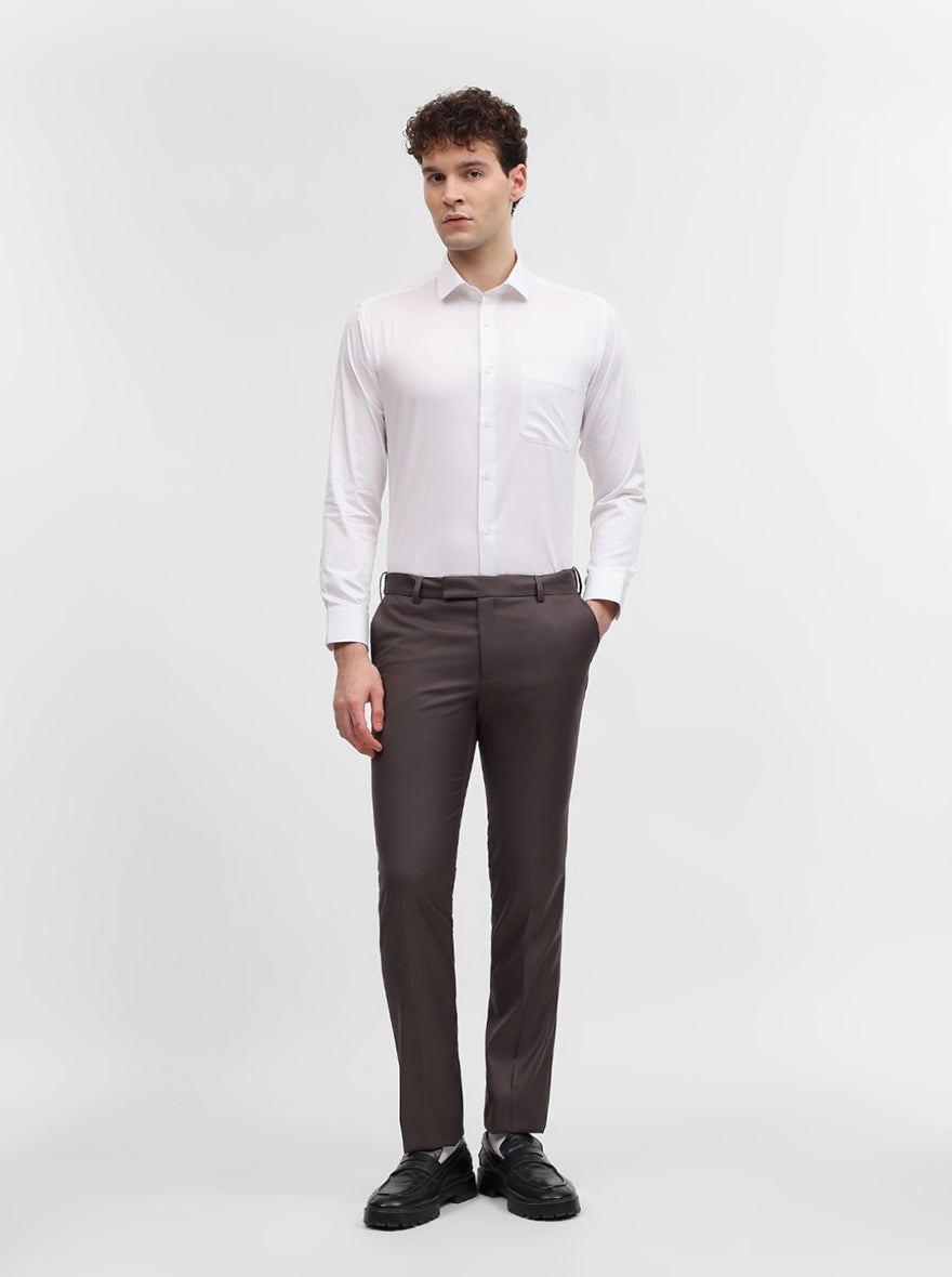 White Solid Slim Fit Formal Shirt | Greenfibre