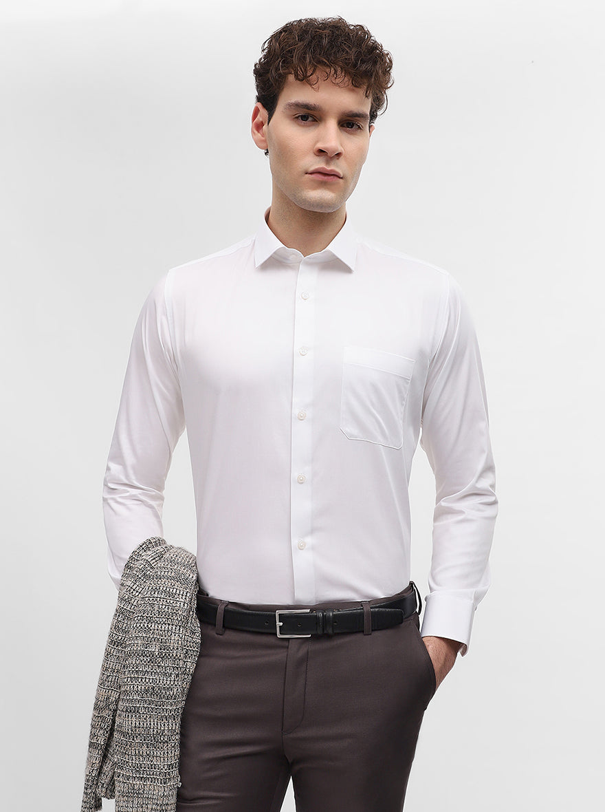 White Solid Slim Fit Formal Shirt | Greenfibre