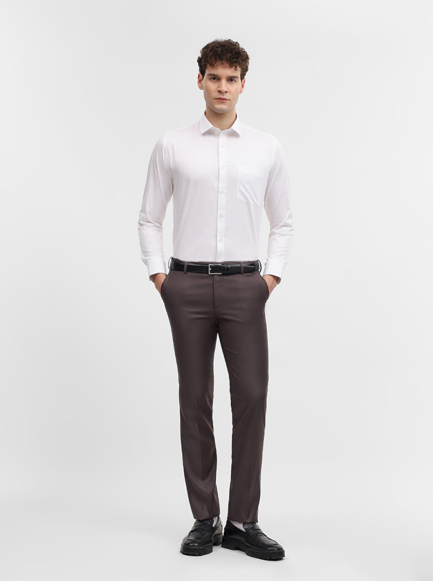 White Solid Slim Fit Formal Shirt | Greenfibre