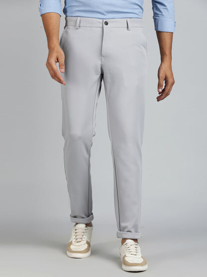 Light Grey Solid Venice Fit Casual Trouser | JadeBlue