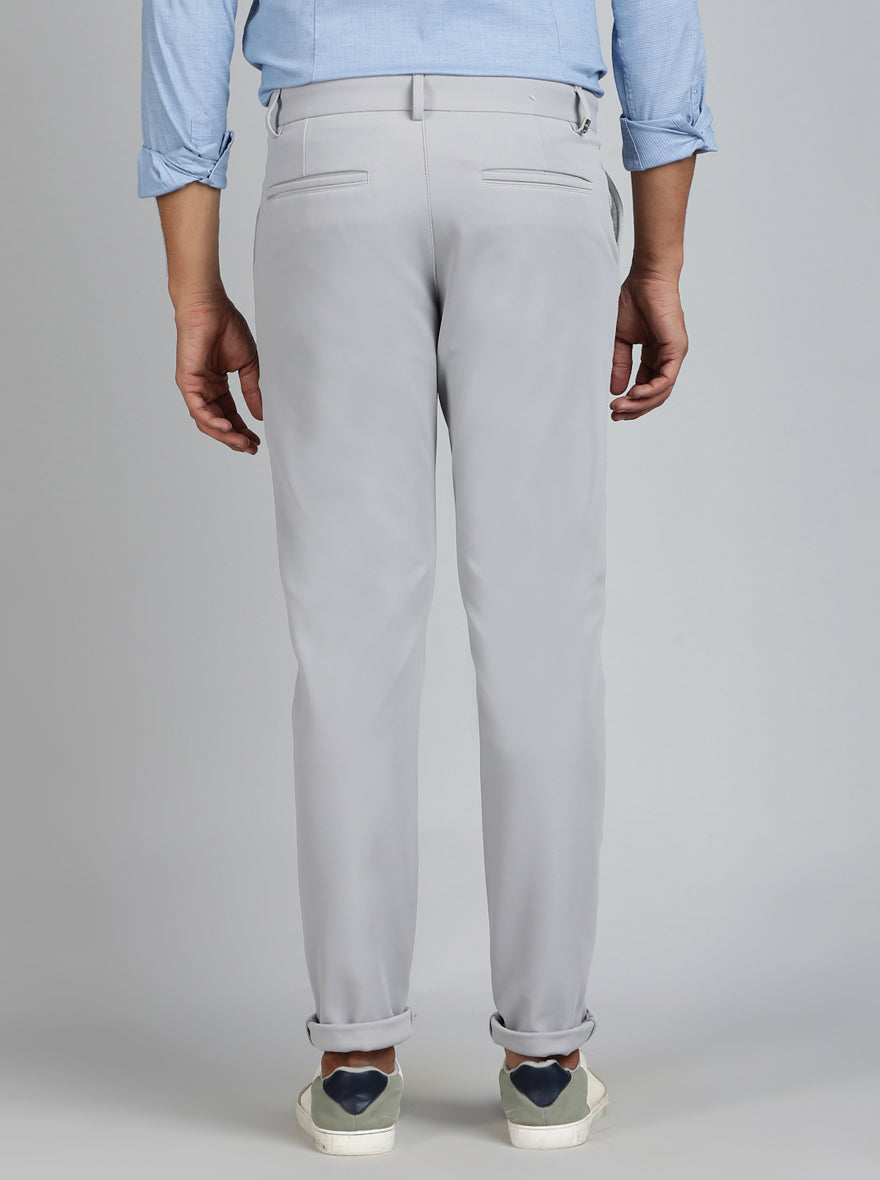 Light Grey Solid Venice Fit Casual Trouser | JadeBlue