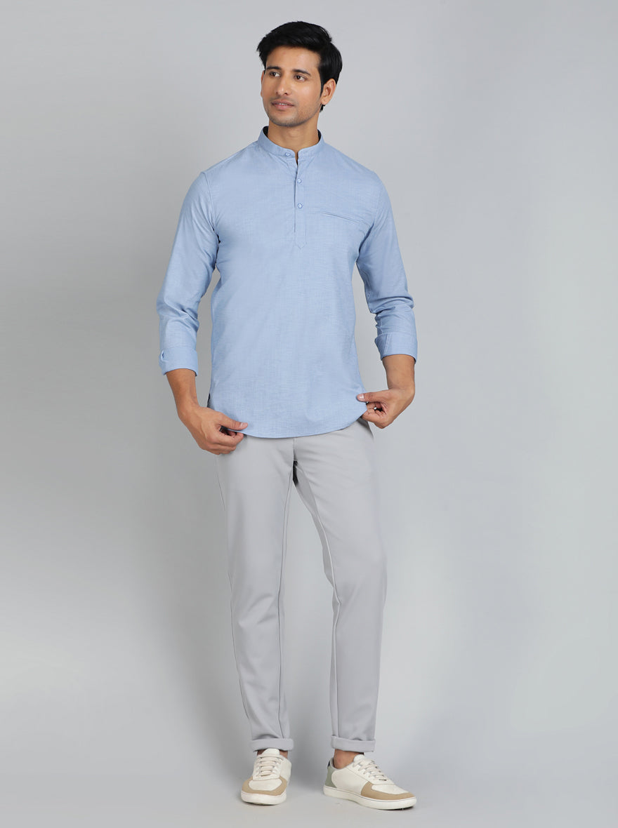 Light Grey Solid Venice Fit Casual Trouser | JadeBlue