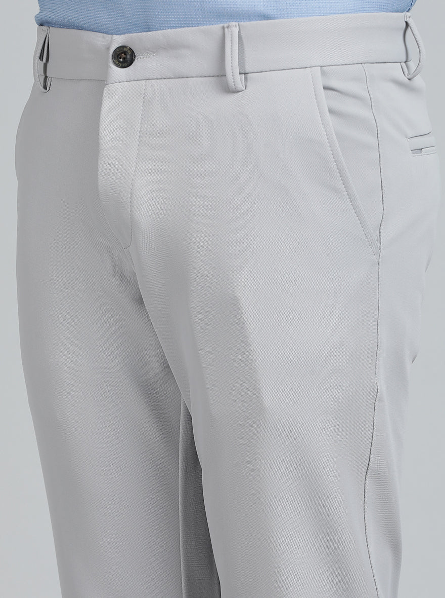 Light Grey Solid Venice Fit Casual Trouser | JadeBlue