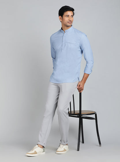 Light Grey Solid Venice Fit Casual Trouser | JadeBlue
