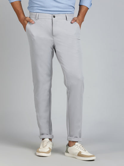 Light Grey Solid Venice Fit Casual Trouser | JadeBlue