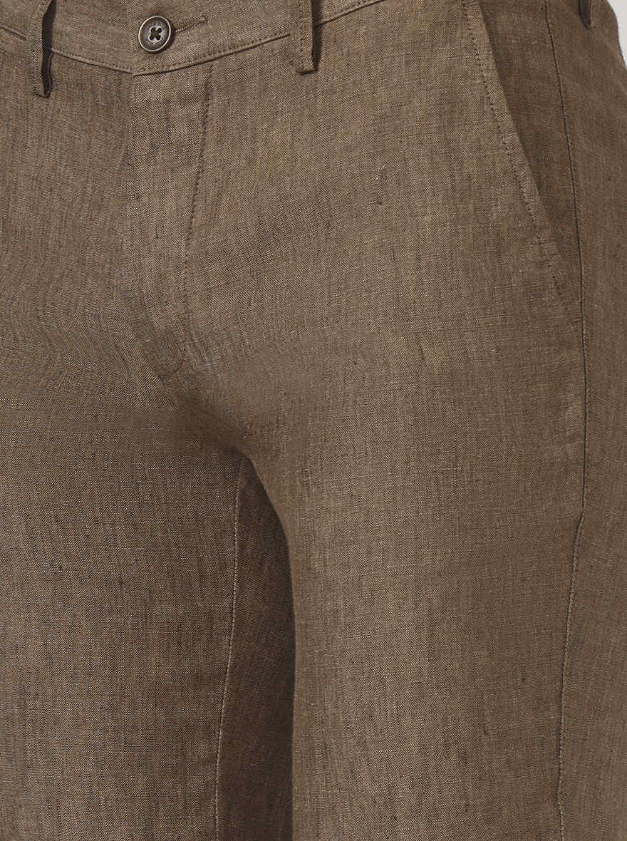 Brown Solid Uno Fit Casual Trouser | JadeBlue