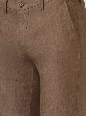 Brown Solid Uno Fit Casual Trouser | JadeBlue