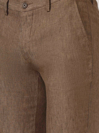 Brown Solid Uno Fit Casual Trouser | JadeBlue