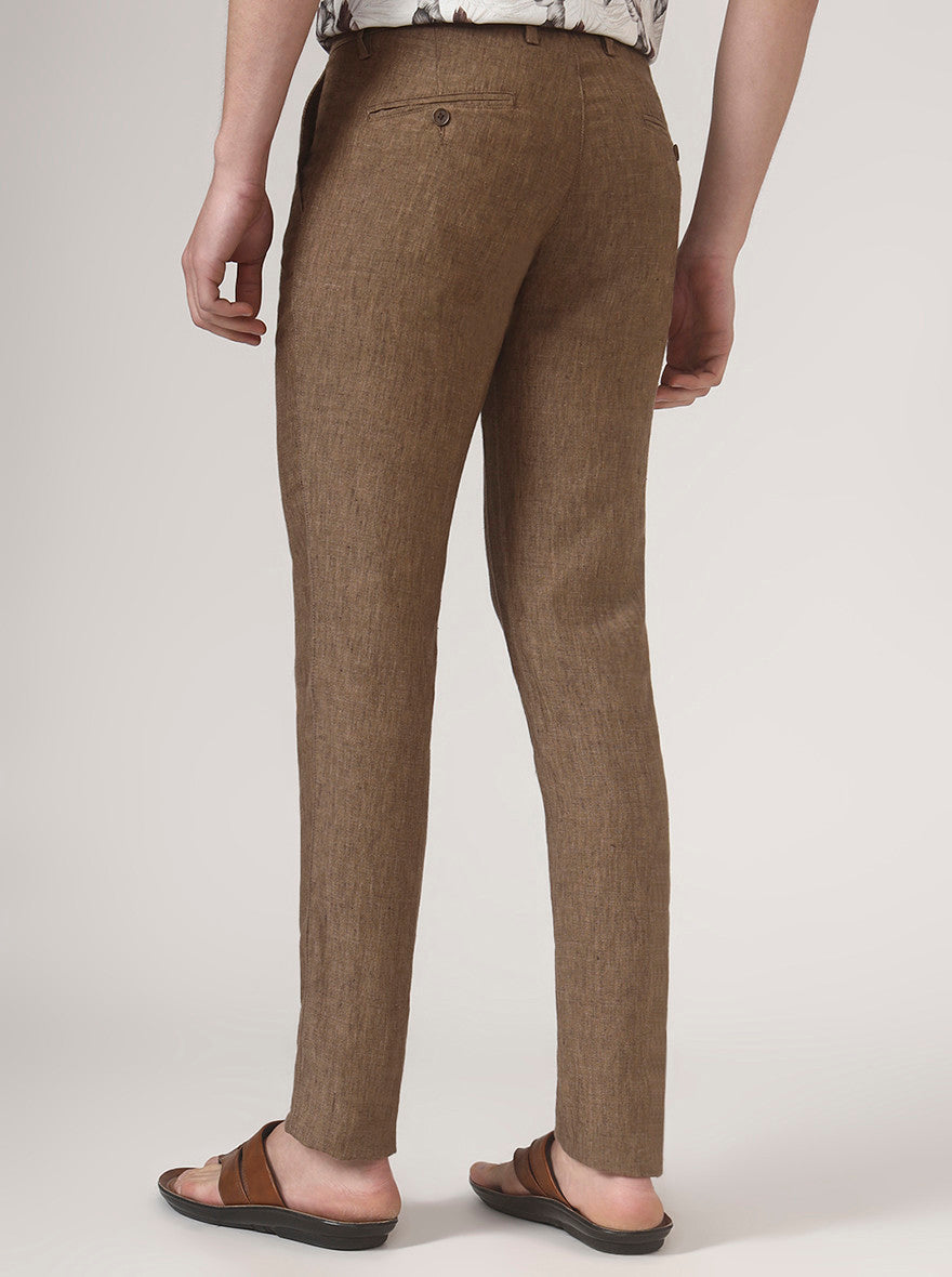 Brown Solid Uno Fit Casual Trouser | JadeBlue