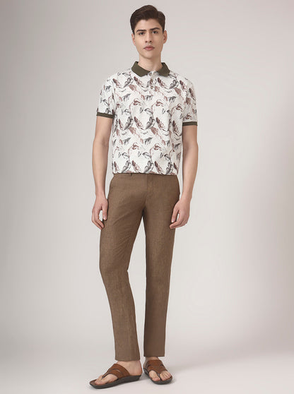 Brown Solid Uno Fit Casual Trouser | JadeBlue