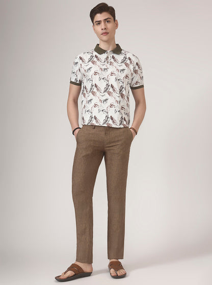 Brown Solid Uno Fit Casual Trouser | JadeBlue