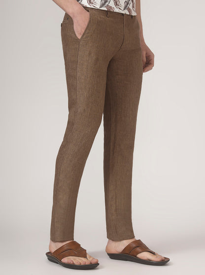 Brown Solid Uno Fit Casual Trouser | JadeBlue