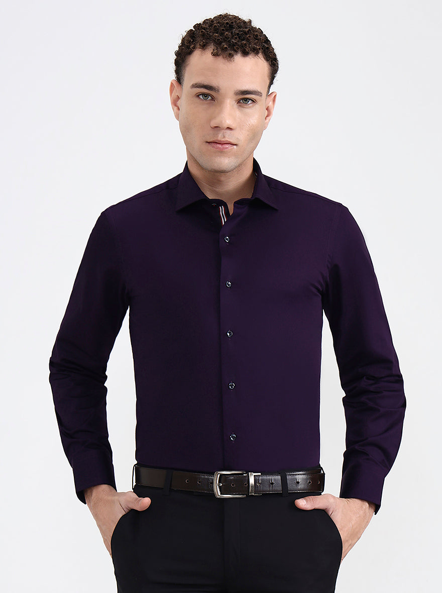Purple Solid Slim Fit Party Wear Shirt | JB X JB