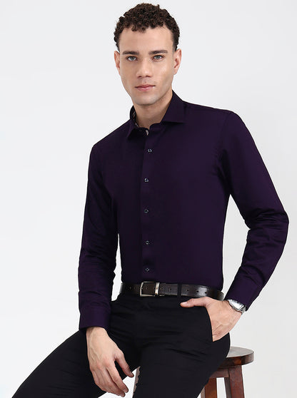 Purple Solid Slim Fit Party Wear Shirt | JB X JB