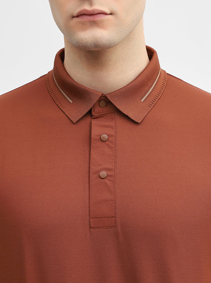 Apricot Orange Solid Slim Fit Polo T-Shirt | JadeBlue