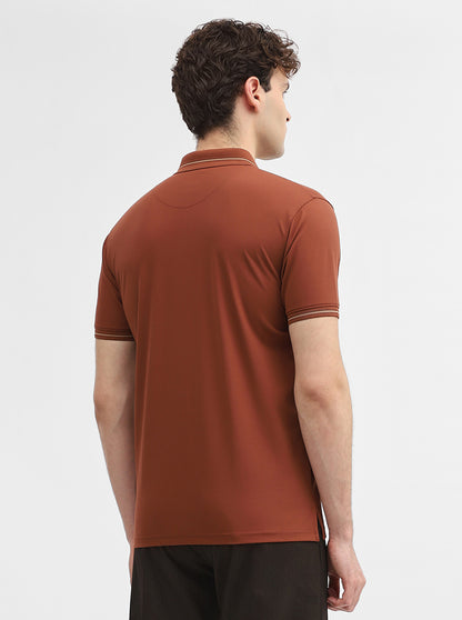 Apricot Orange Solid Slim Fit Polo T-Shirt | JadeBlue
