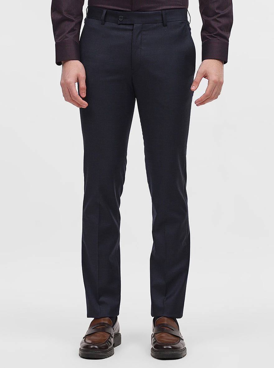 Blue Solid Slim Fit Formal Trouser | JadeBlue Super Luxe
