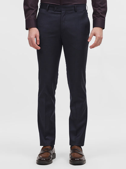 Blue Solid Slim Fit Formal Trouser | JadeBlue Super Luxe