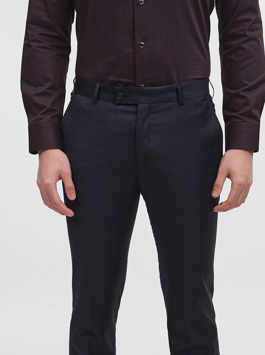 Blue Solid Slim Fit Formal Trouser | JadeBlue Super Luxe