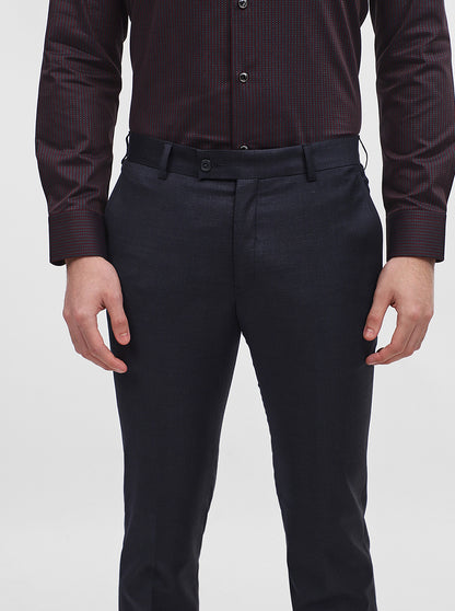 Blue Solid Slim Fit Formal Trouser | JadeBlue Super Luxe