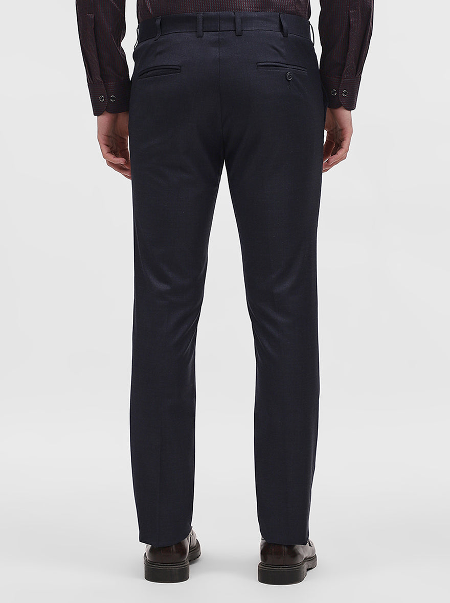 Blue Solid Slim Fit Formal Trouser | JadeBlue Super Luxe