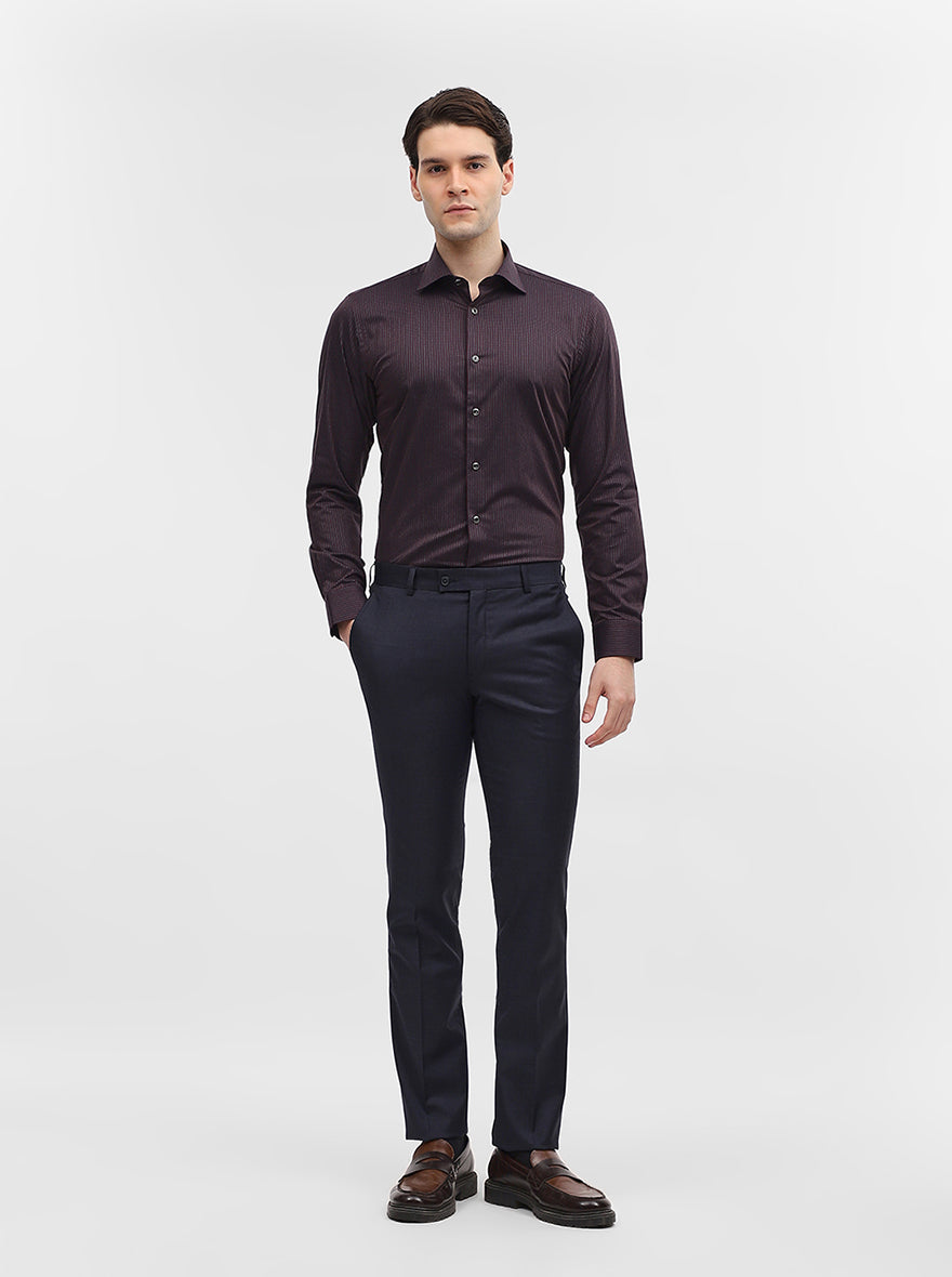Blue Solid Slim Fit Formal Trouser | JadeBlue Super Luxe