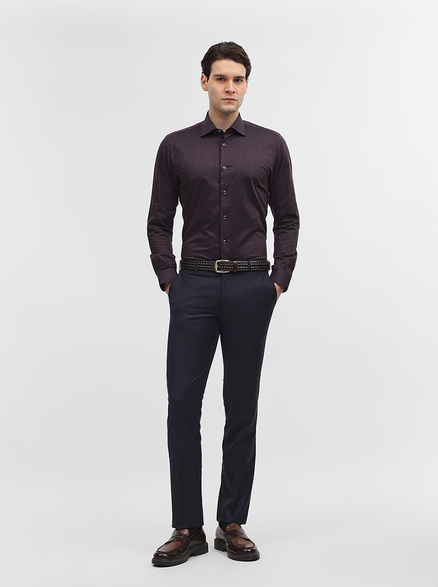 Blue Solid Slim Fit Formal Trouser | JadeBlue Super Luxe