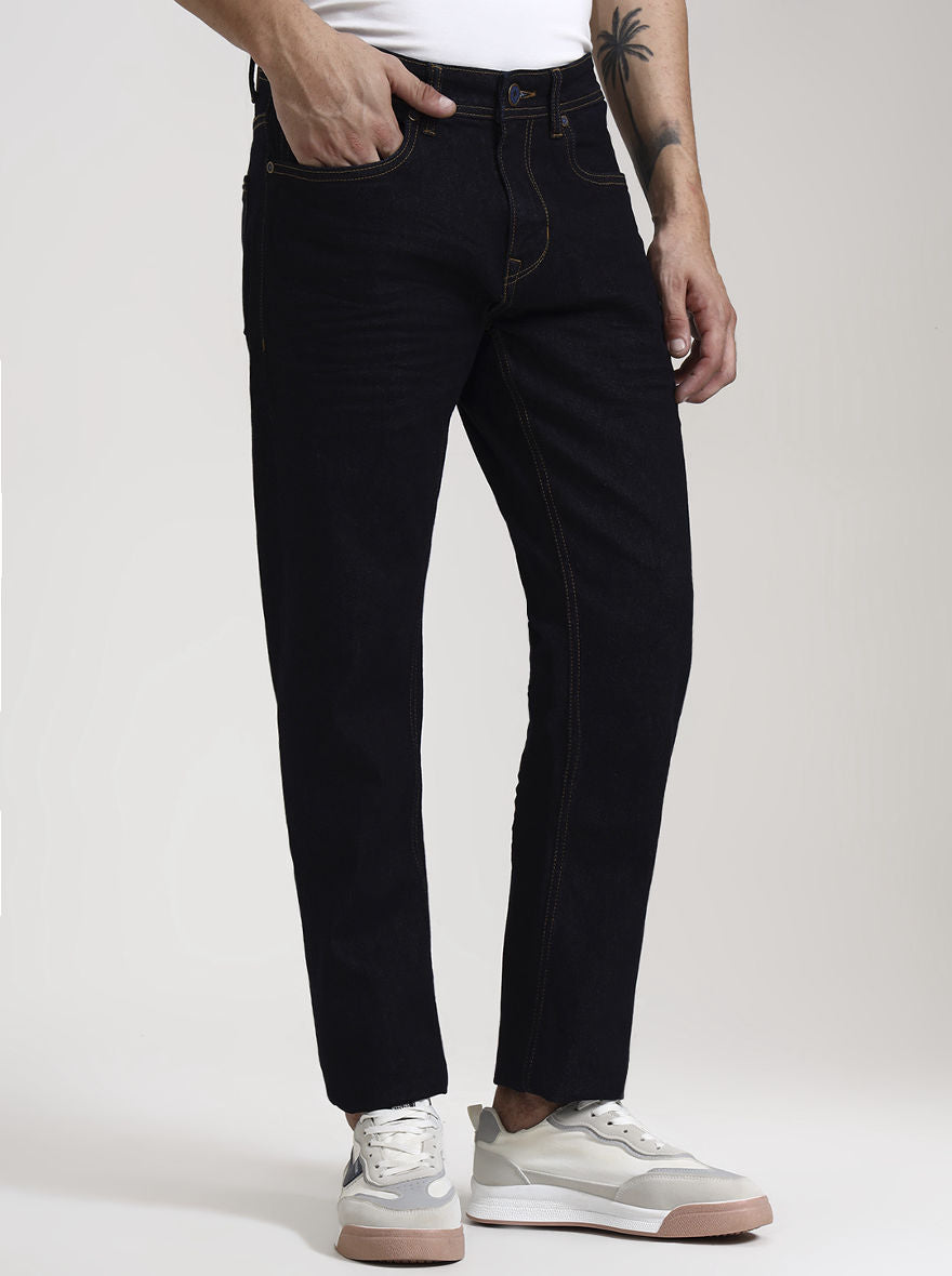 Raw Blue Washed Straight Fit Jeans | JadeBlue