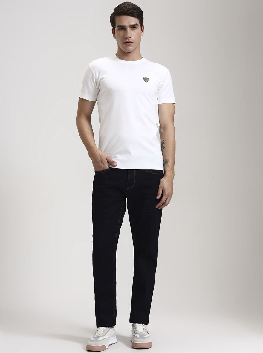 Raw Blue Washed Straight Fit Jeans | JadeBlue