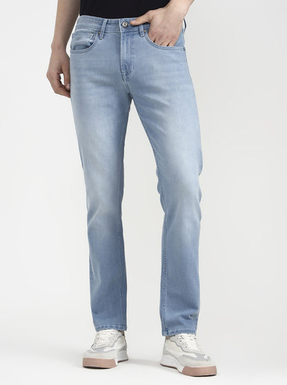 Light Indigo Blue Solid Straight Fit Jeans | JadeBlue