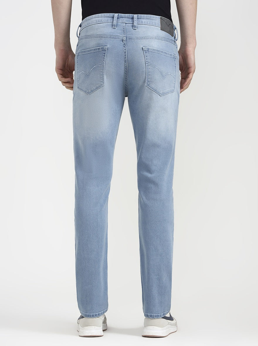Light Indigo Blue Solid Straight Fit Jeans | JadeBlue