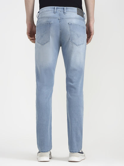 Light Indigo Blue Solid Straight Fit Jeans | JadeBlue