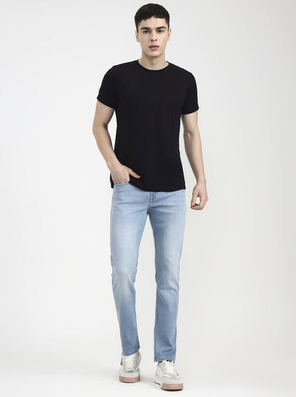 Light Indigo Blue Solid Straight Fit Jeans | JadeBlue