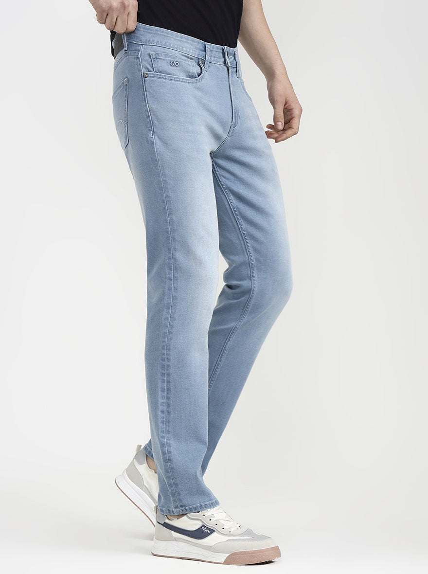 Light Indigo Blue Solid Straight Fit Jeans | JadeBlue