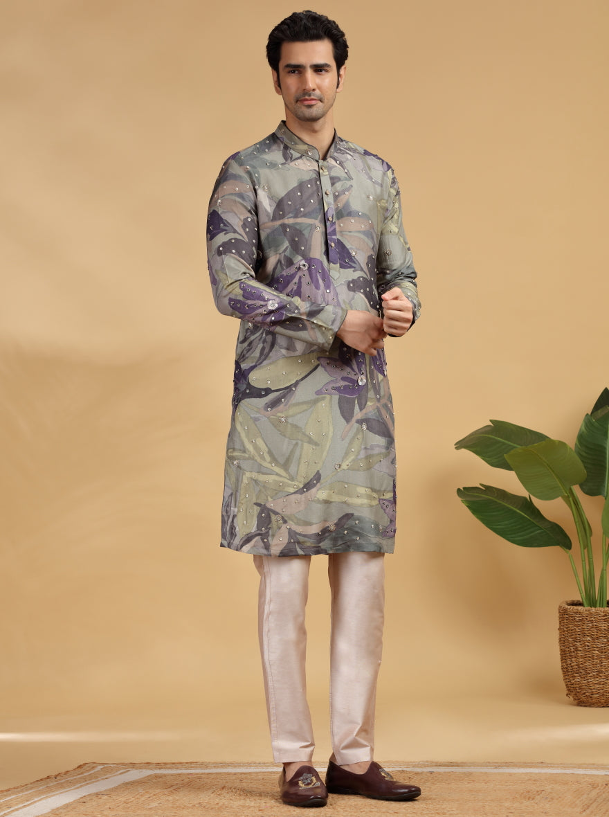 Olive Embroidered Kurta Pajama | TULA