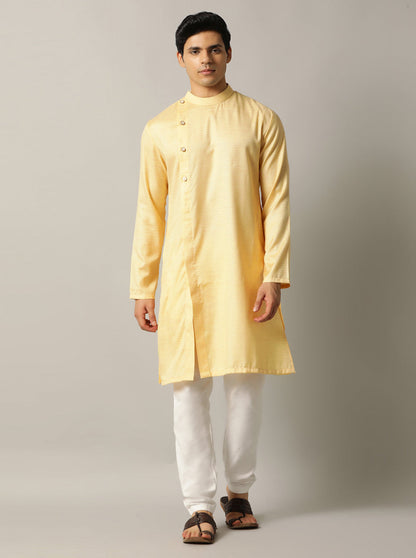 Yellow Self Design Kurta | The Kurta Company