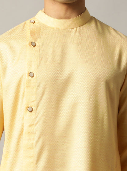 Yellow Self Design Kurta | The Kurta Company
