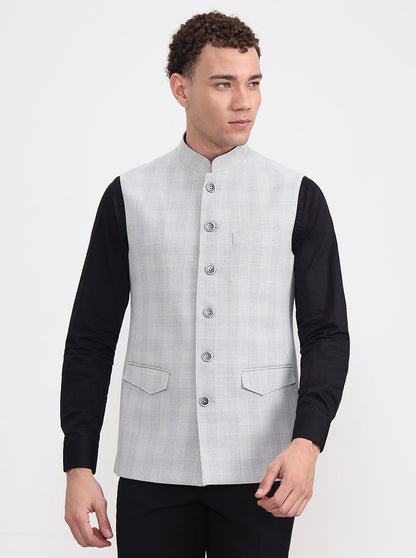 Grey Checked Regular Fit Modi Jacket | JadeBlue