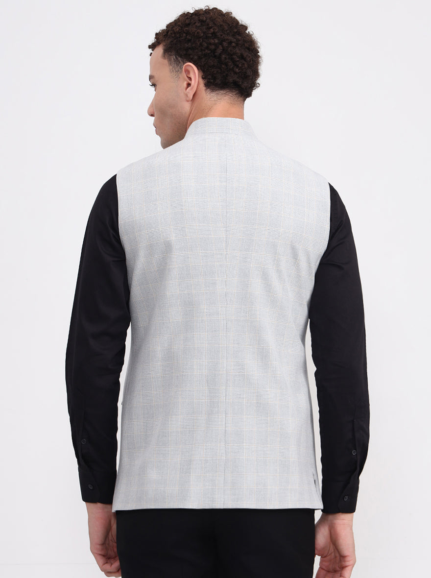 Grey Checked Regular Fit Modi Jacket | JadeBlue