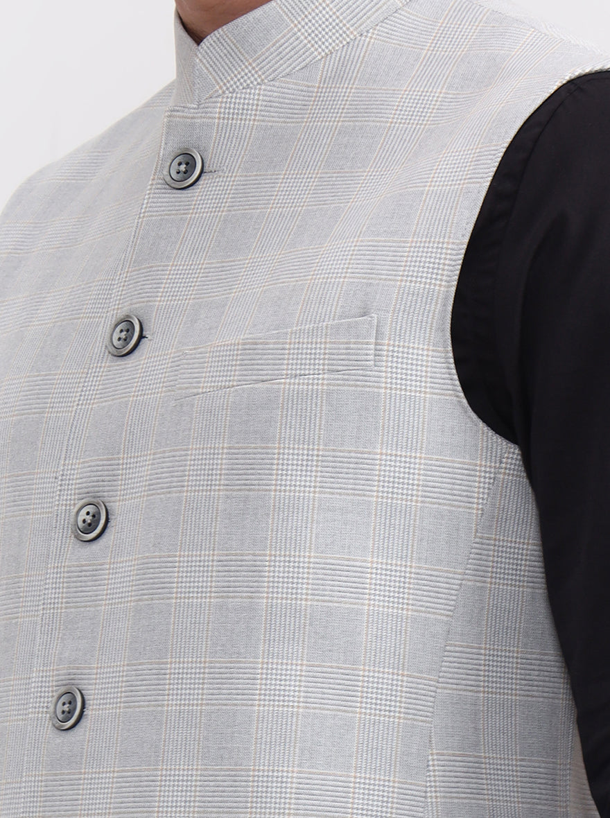 Grey Checked Regular Fit Modi Jacket | JadeBlue