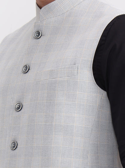 Grey Checked Regular Fit Modi Jacket | JadeBlue
