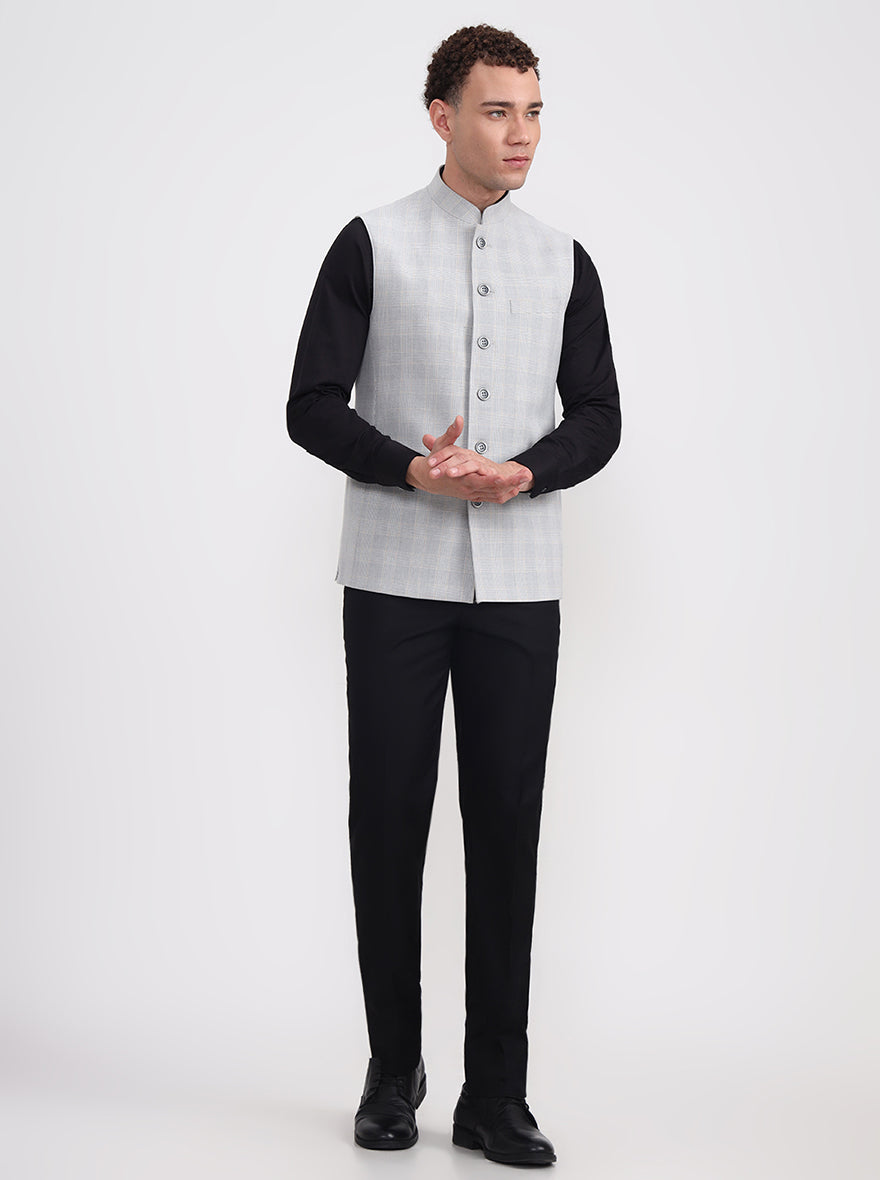 Grey Checked Regular Fit Modi Jacket | JadeBlue